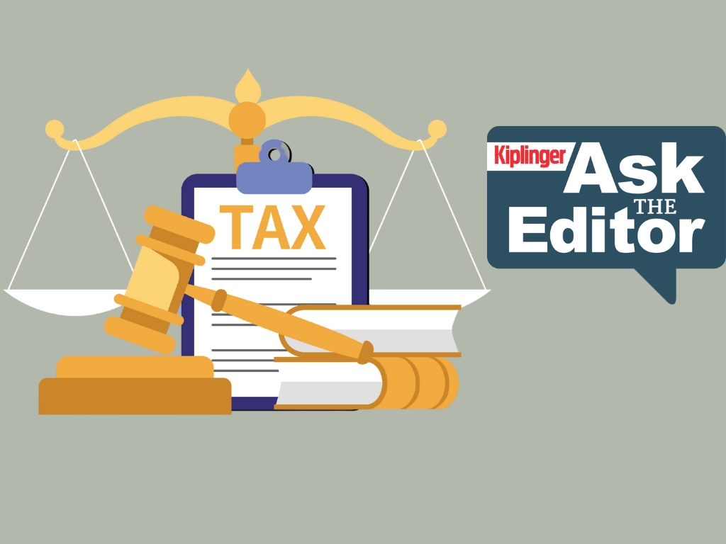 Ask the editor logo plus illustration of the scales of justice, tax legislation and a gavel.