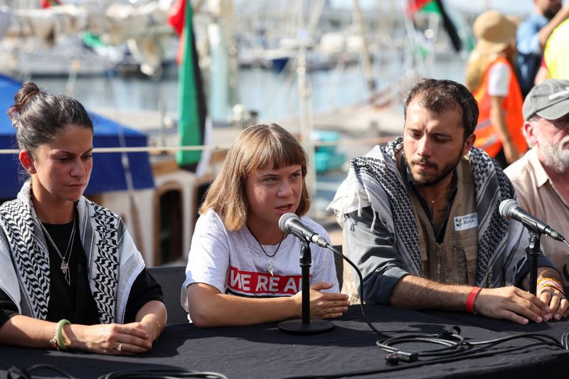Greta Thunberg joins flotilla heading for Gaza with aid