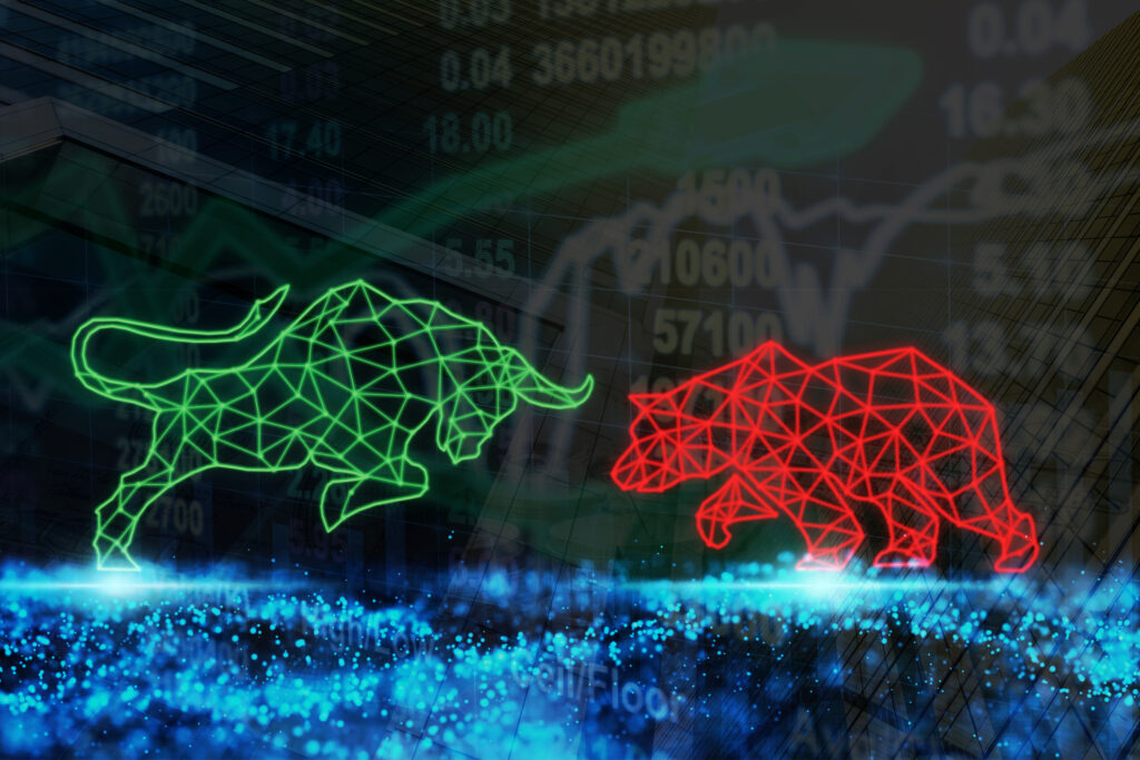 Markets Are Quiet Ahead of Fed Day: Stock Market Today green digital bull vs red digital bull