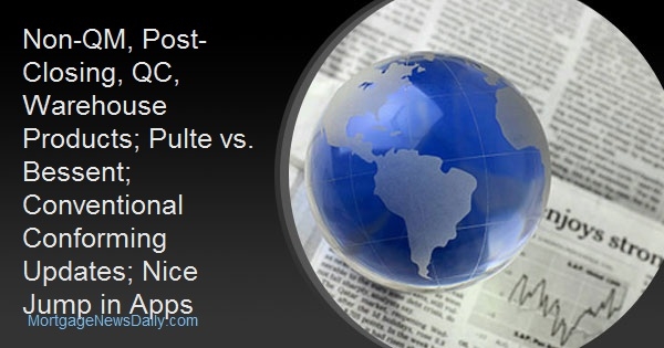 Non-QM, Post-Closing, QC, Warehouse Products; Pulte vs. Bessent; Conventional Conforming Updates; Nice Jump in Apps